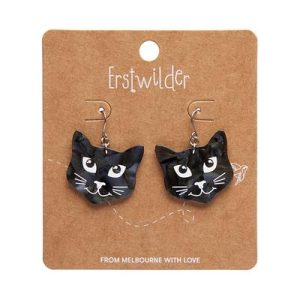 Black Cat face drop earrings 2024