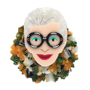 Adorned in Feathers Iris brooch (greens) 2023