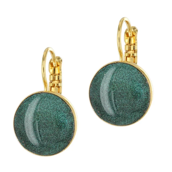 Taratata Electron Circle leverback earrings (gold plated blue/green) - Image 3