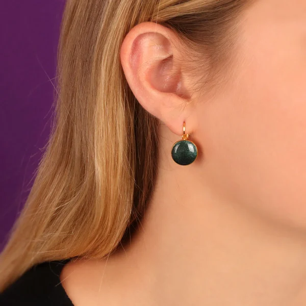 Taratata Electron Circle leverback earrings (gold plated blue/green) - Image 4