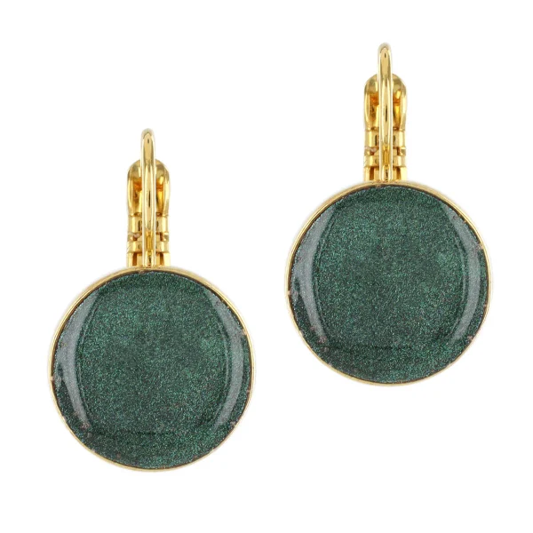 Taratata Electron Circle leverback earrings (gold plated blue/green)