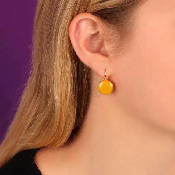 Taratata Electron Circle leverback earrings (gold plated YELLOW) - Image 2