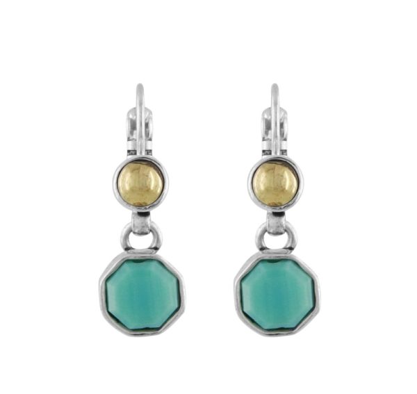 Taratata  Dormeuses Tequila - turqoise octagonal leverback earrings