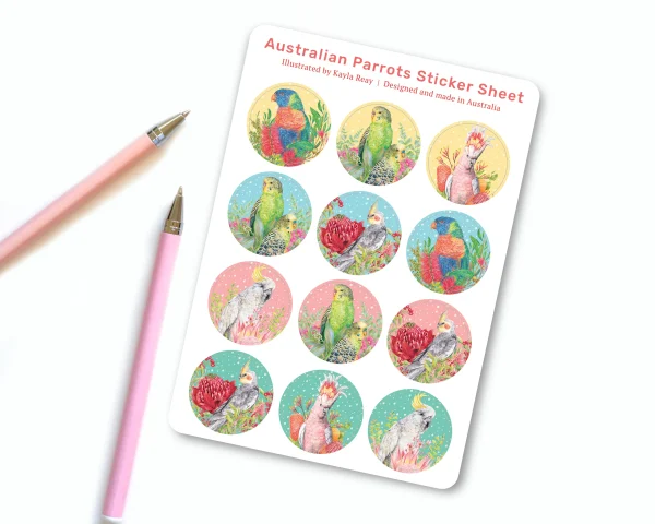 Kayla Reay Sticker Sheet Australian Parrots