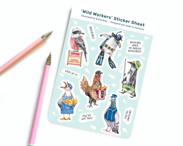 Kayla Reay Sticker Sheet Birds in Outfits