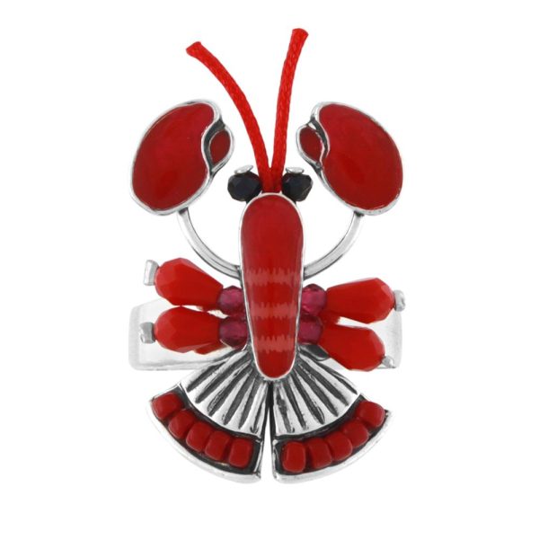 Taratata Mr Lobster brooch RED