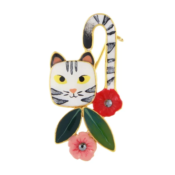 Taratata Billy Cat with flowers brooch