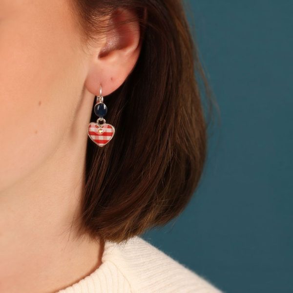 Taratata Simone Gingham heart leverback earrings RED - Image 3