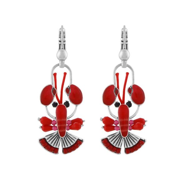 Taratata Mr Lobster leverback earrings  RED