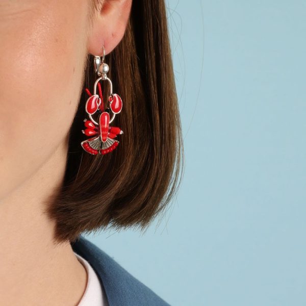 Taratata Mr Lobster leverback earrings  RED - Image 2