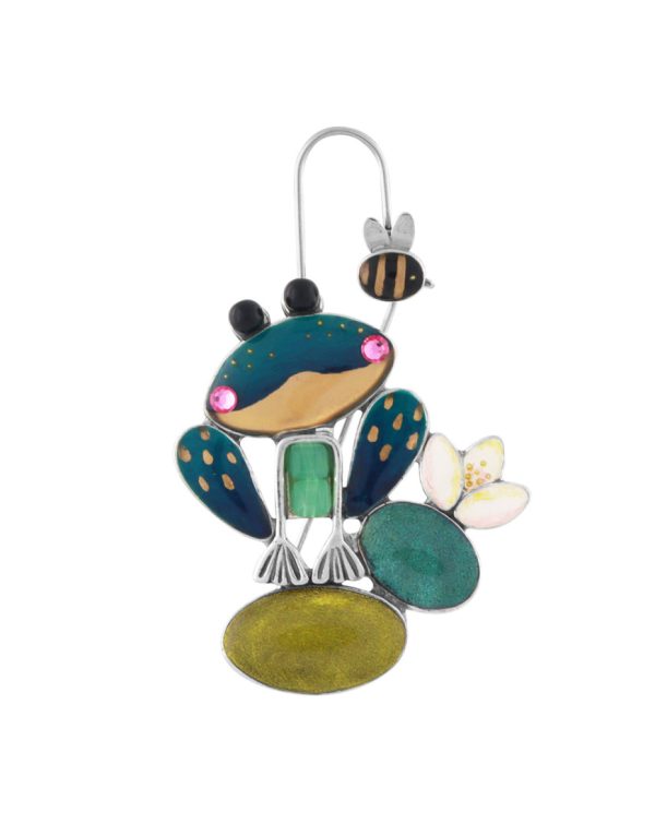 Taratata Rainette Frog with bee brooch