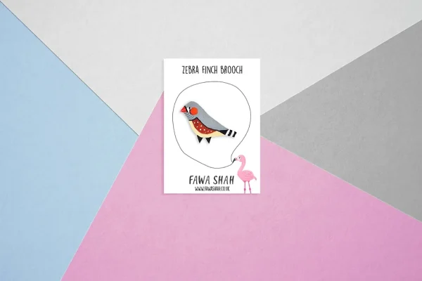 Farah Shah Zebra Finch Brooch - Image 2