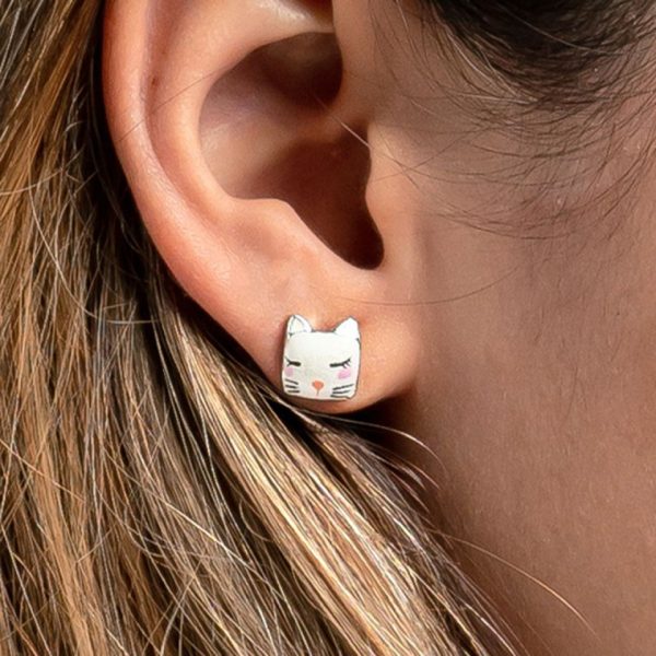 Taratata Wake Up cat face studs - Image 2