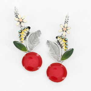 Taratata Cocoon 2025 (apple and caterpillar) leverback earrings LONG