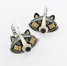 Taratata Racoon Lover FACE leverback earrings