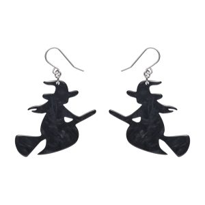 Flying Witch drop Earrings (2025) BLACK
