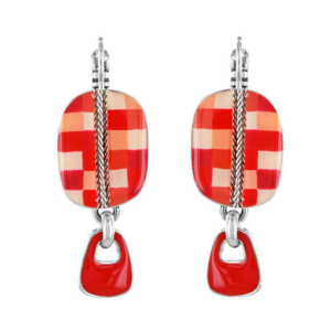 Taratata Dormeuses Gomme Red Check leverback earrings