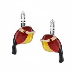 Taratata Dormeuses Fabuleuse  bird earrings (red/lemon)