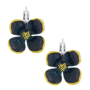 Taratata Puces Hortensia (blue flower leverback earrings)