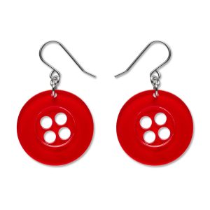 Button Simplified drop earrings RED