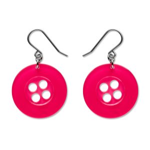 Button Simplified drop earrings PINK