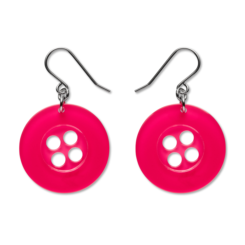 Button Simplified drop earrings PINK