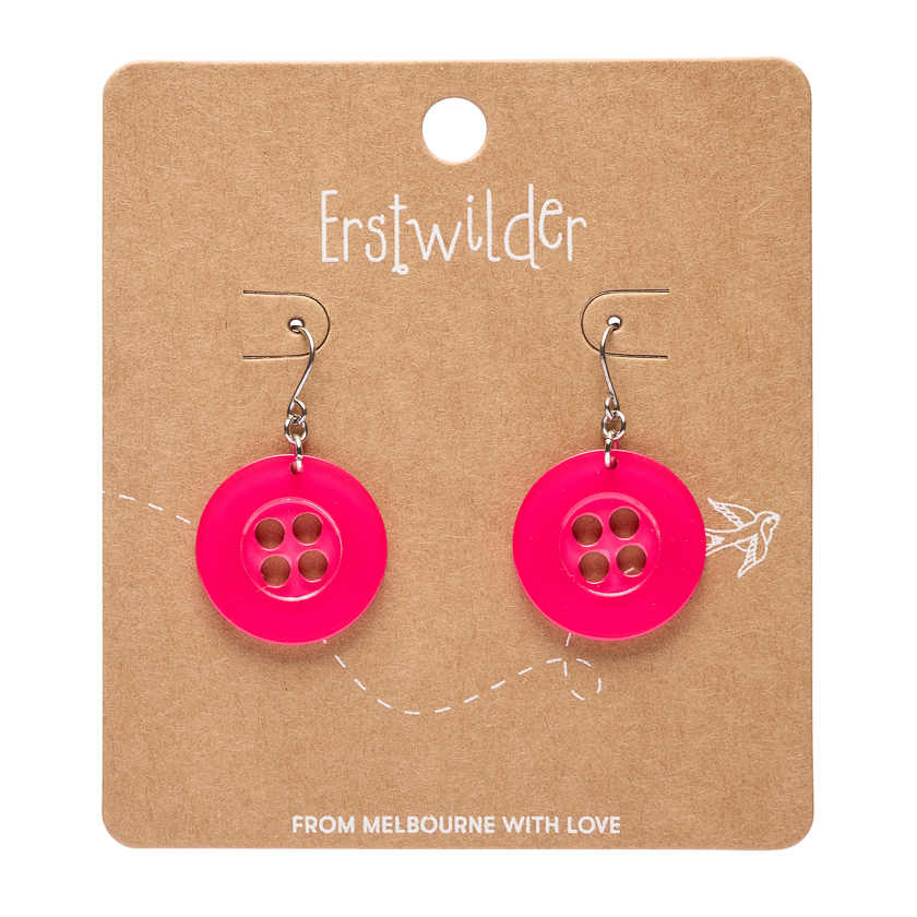 Button Simplified drop earrings PINK - Image 2