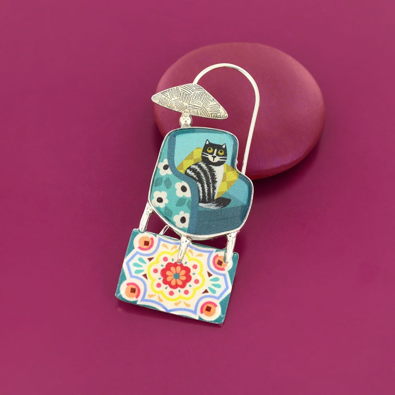 Taratata Chanapé (cat on blue seat) brooch - Image 3