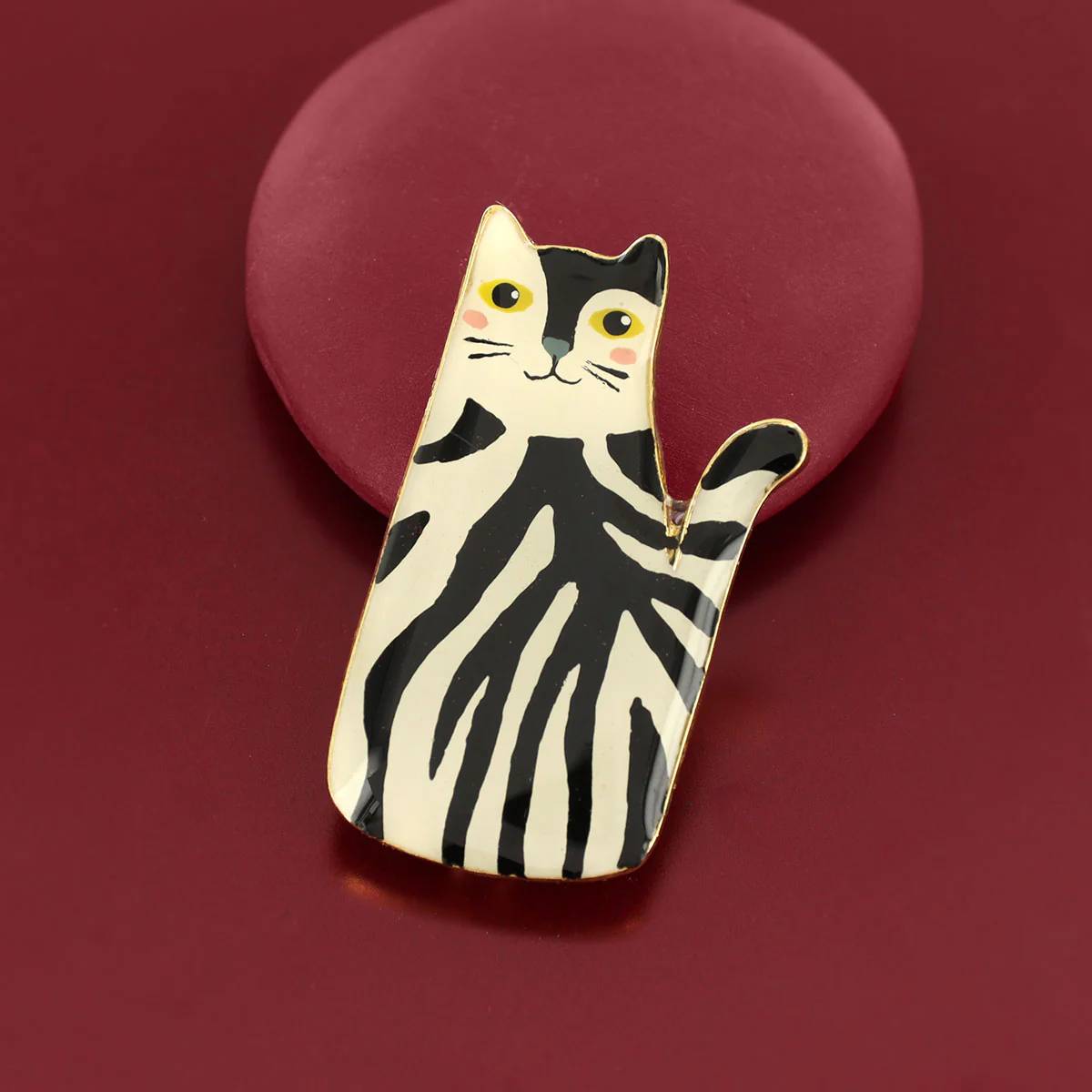 Taratata Alfred (striped cat) brooch