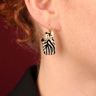 Taratata Alfred (striped cat) leverback earrings - Image 2