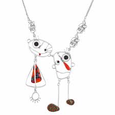Taratata Filipendule (abstract faces) long necklace
