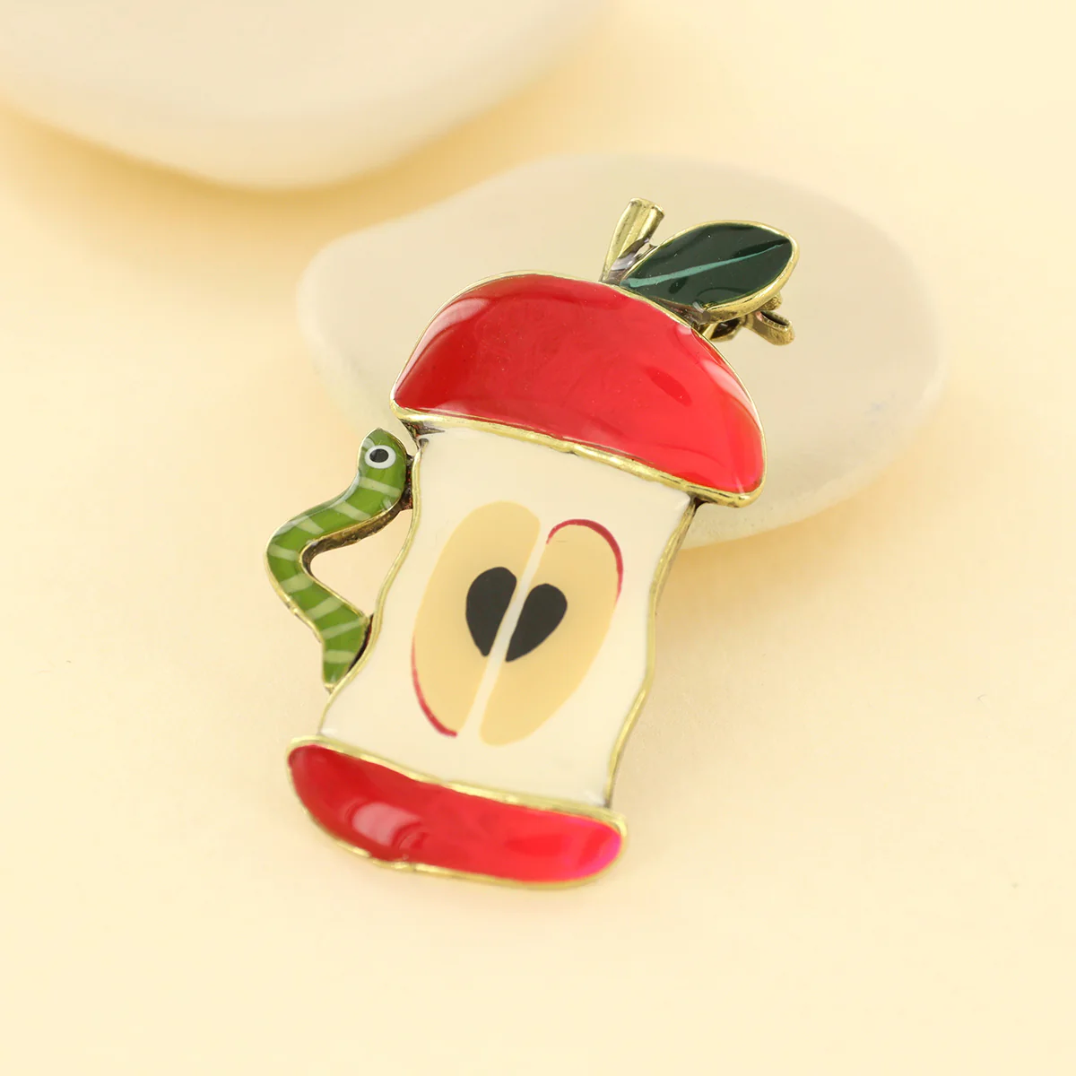 Taratata Pépin (apple core with bug) brooch