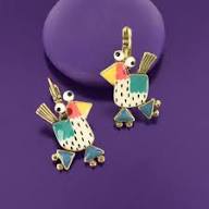 Taratata Roule Ma Poule (roll my hen - White) leverback earrings - Image 2