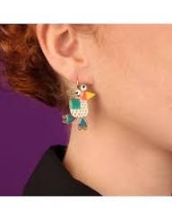 Taratata Roule Ma Poule (roll my hen - White) leverback earrings - Image 3