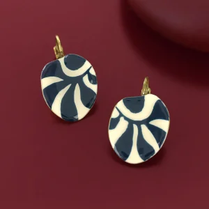 Taratata Kaly leverback earrings Mustard dk blue
