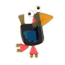 Taratata Roule Ma Poule (roll my hen – Black)  brooch