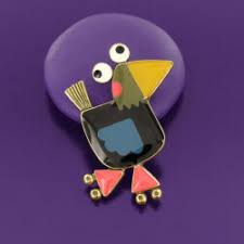 Taratata Roule Ma Poule (roll my hen - Black) brooch - Image 3