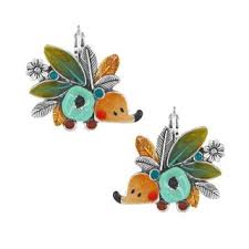 Taratata Mini Hedgehog leverback earrings - green