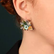 Taratata Mini Hedgehog leverback earrings - green - Image 2