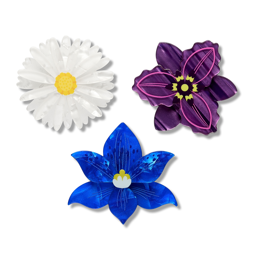 Assorted Flower hair clip (trio) 2026 out of stock