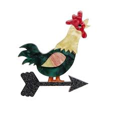 Cockadoodle Doo 2020 (old style silver plated pin - has minor tarnish)